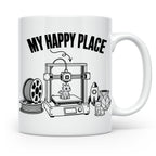 3D Drucker Tasse My Happy Place Spruch Geschenk für Maker &  – Weiß [farbe:weiß]