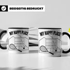 Squash Tasse My Happy Place Spruch Geschenk für Squashspiele – Schwarz [farbe:schwarz]