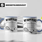 Squash Tasse My Happy Place Spruch Geschenk für Squashspiele – Blau [farbe:blau]