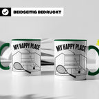 Squash Tasse My Happy Place Spruch Geschenk für Squashspiele – Grün [farbe:grün]