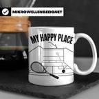 Squash Tasse My Happy Place Spruch Geschenk für Squashspiele – Weiß [farbe:weiß]