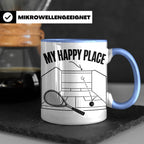 Squash Tasse My Happy Place Spruch Geschenk für Squashspiele – Blau [farbe:blau]