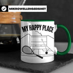Squash Tasse My Happy Place Spruch Geschenk für Squashspiele – Grün [farbe:grün]