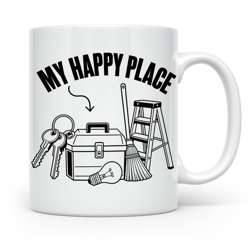 Hausmeister Tasse My Happy Place Lustiger Spruch Geschenk fü – Weiß [farbe:weiß]