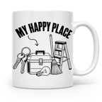 Hausmeister Tasse My Happy Place Lustiger Spruch Geschenk fü – Weiß [farbe:weiß]