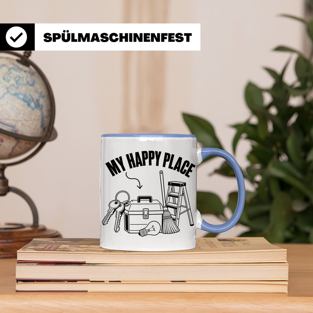 Hausmeister Tasse My Happy Place Lustiger Spruch Geschenk fü – Blau [farbe:blau]