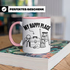 Hausmeister Tasse My Happy Place Lustiger Spruch Geschenk fü – Rosa [farbe:rosa]