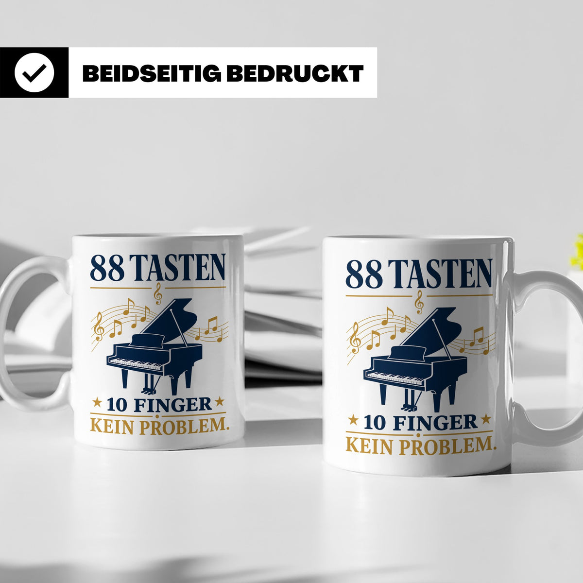 Pianist Tasse mit Spruch 88 Tasten 10 Finger Kein Problem Ka – Weiß [farbe:weiß]