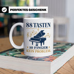 Pianist Tasse mit Spruch 88 Tasten 10 Finger Kein Problem Ka – Weiß [farbe:weiß]
