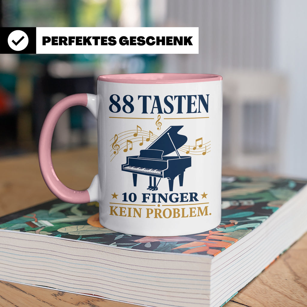 Pianist Tasse mit Spruch 88 Tasten 10 Finger Kein Problem Ka – Rosa [farbe:rosa]