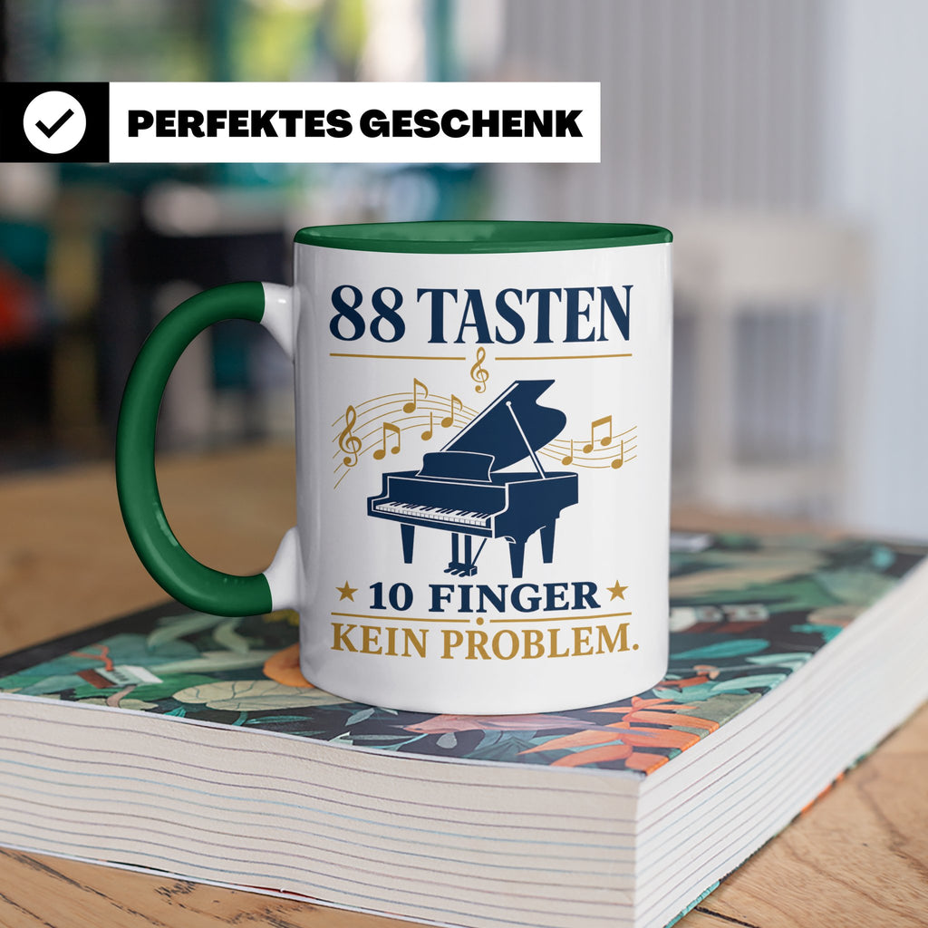 Pianist Tasse mit Spruch 88 Tasten 10 Finger Kein Problem Ka – Grün [farbe:grün]