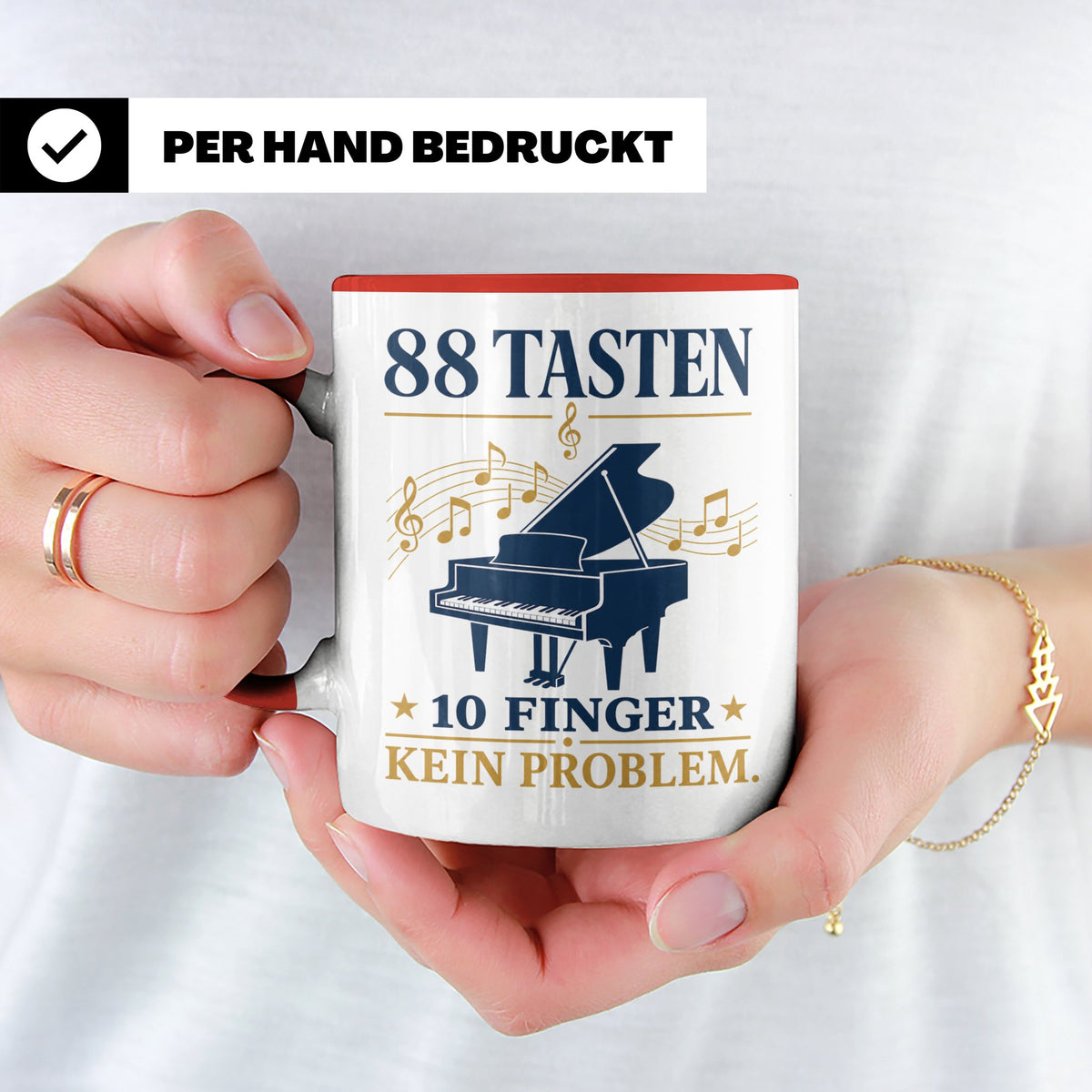Pianist Tasse mit Spruch 88 Tasten 10 Finger Kein Problem Ka – Rot [farbe:rot]