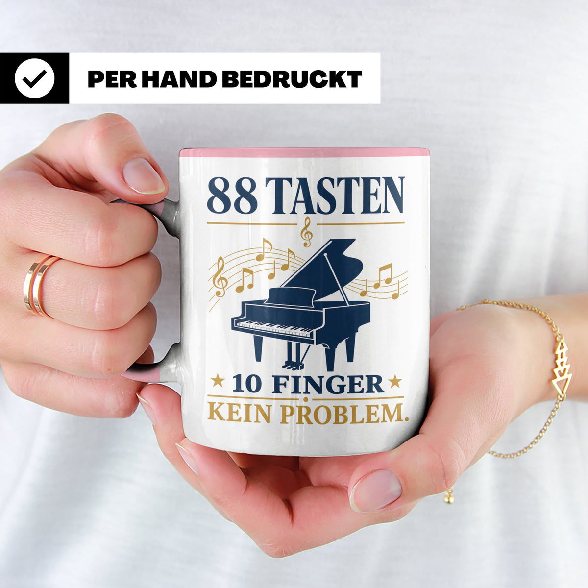 Pianist Tasse mit Spruch 88 Tasten 10 Finger Kein Problem Ka – Rosa [farbe:rosa]