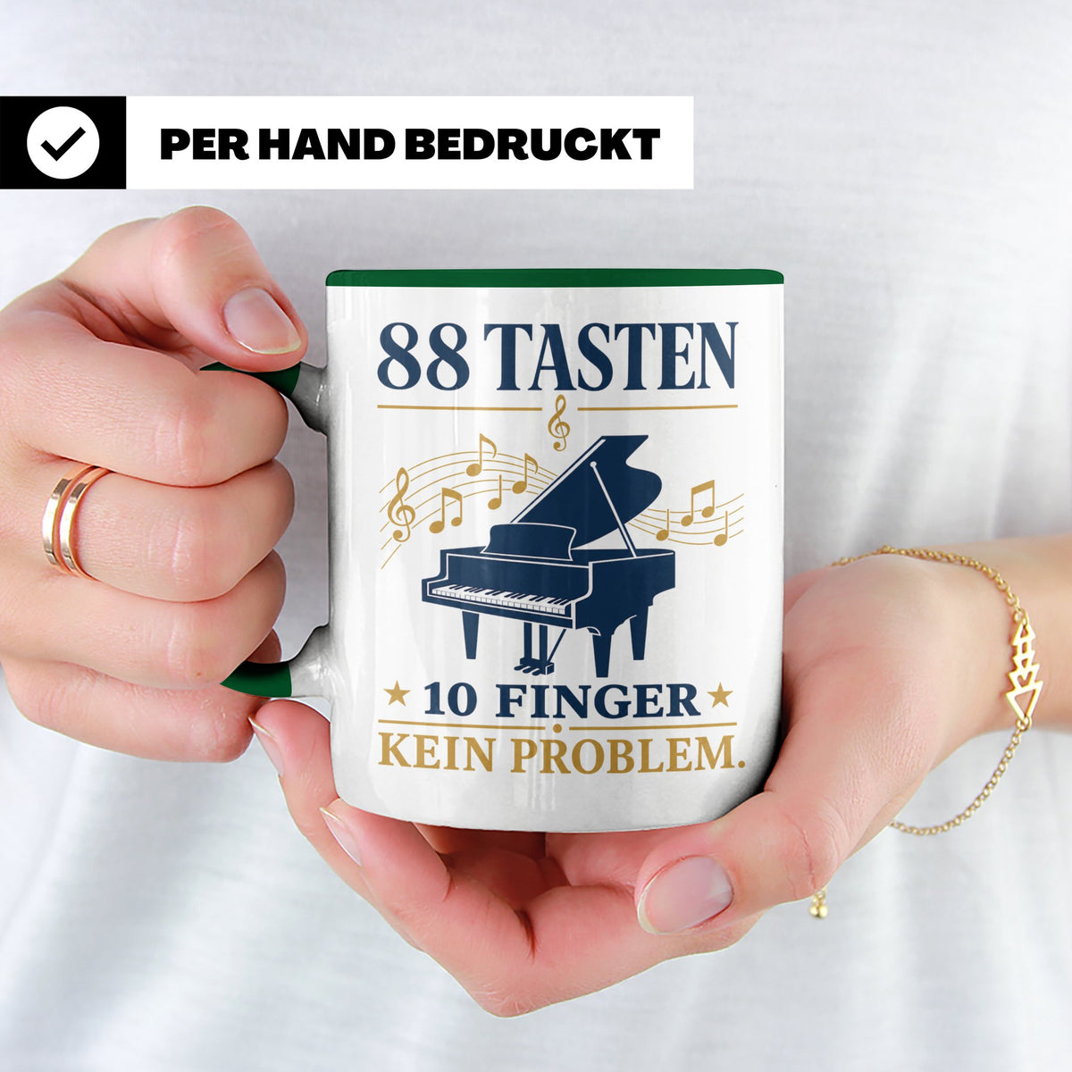 Pianist Tasse mit Spruch 88 Tasten 10 Finger Kein Problem Ka – Grün [farbe:grün]