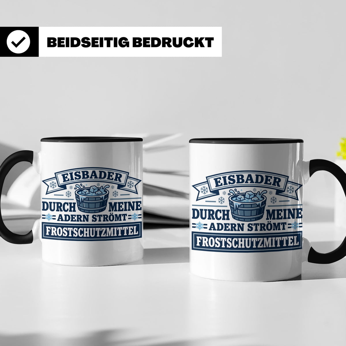 Eisbader Tasse Frostschutzmittel Spruch | Geschenk für Winte – Schwarz [farbe:schwarz]