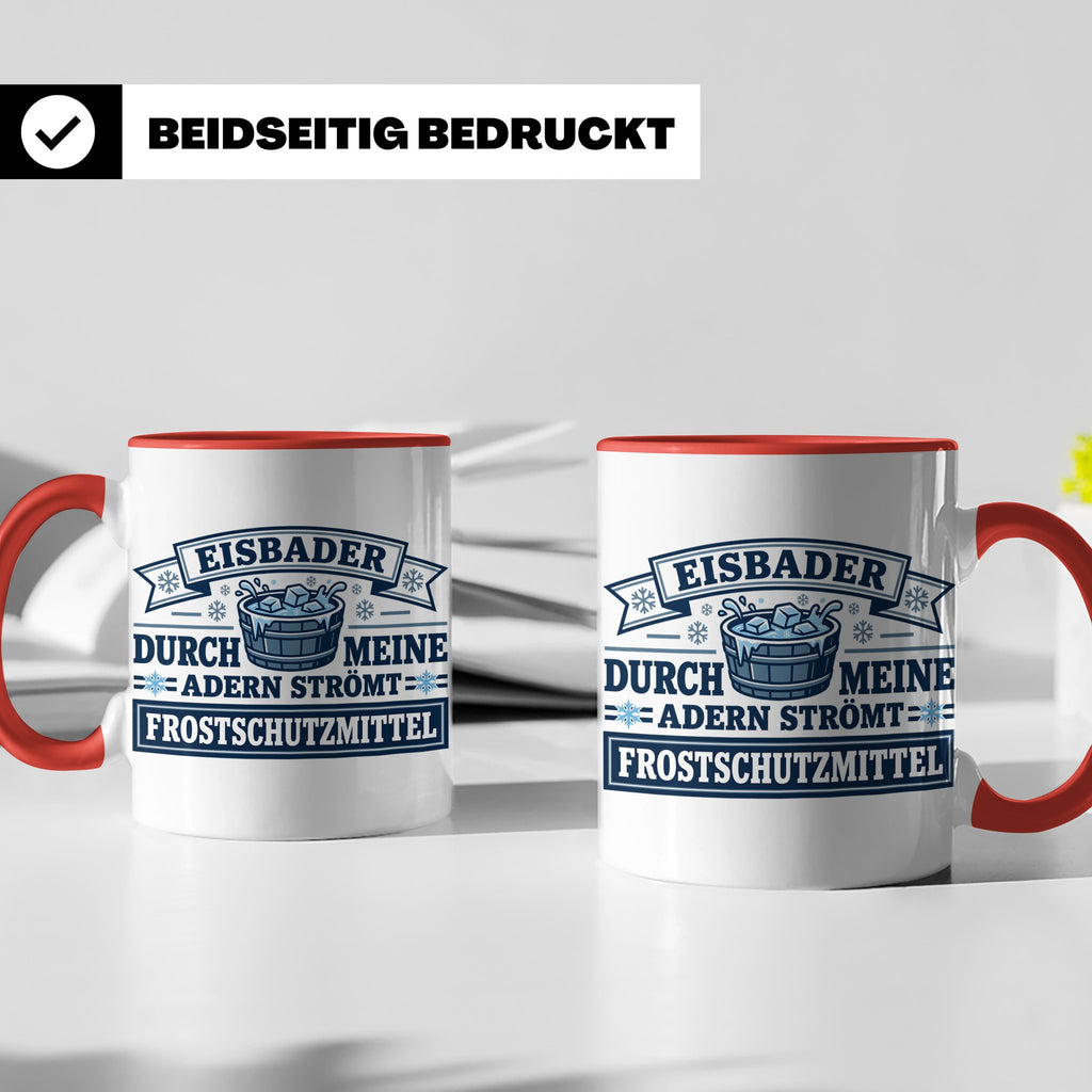 Eisbader Tasse Frostschutzmittel Spruch | Geschenk für Winte – Rot [farbe:rot]