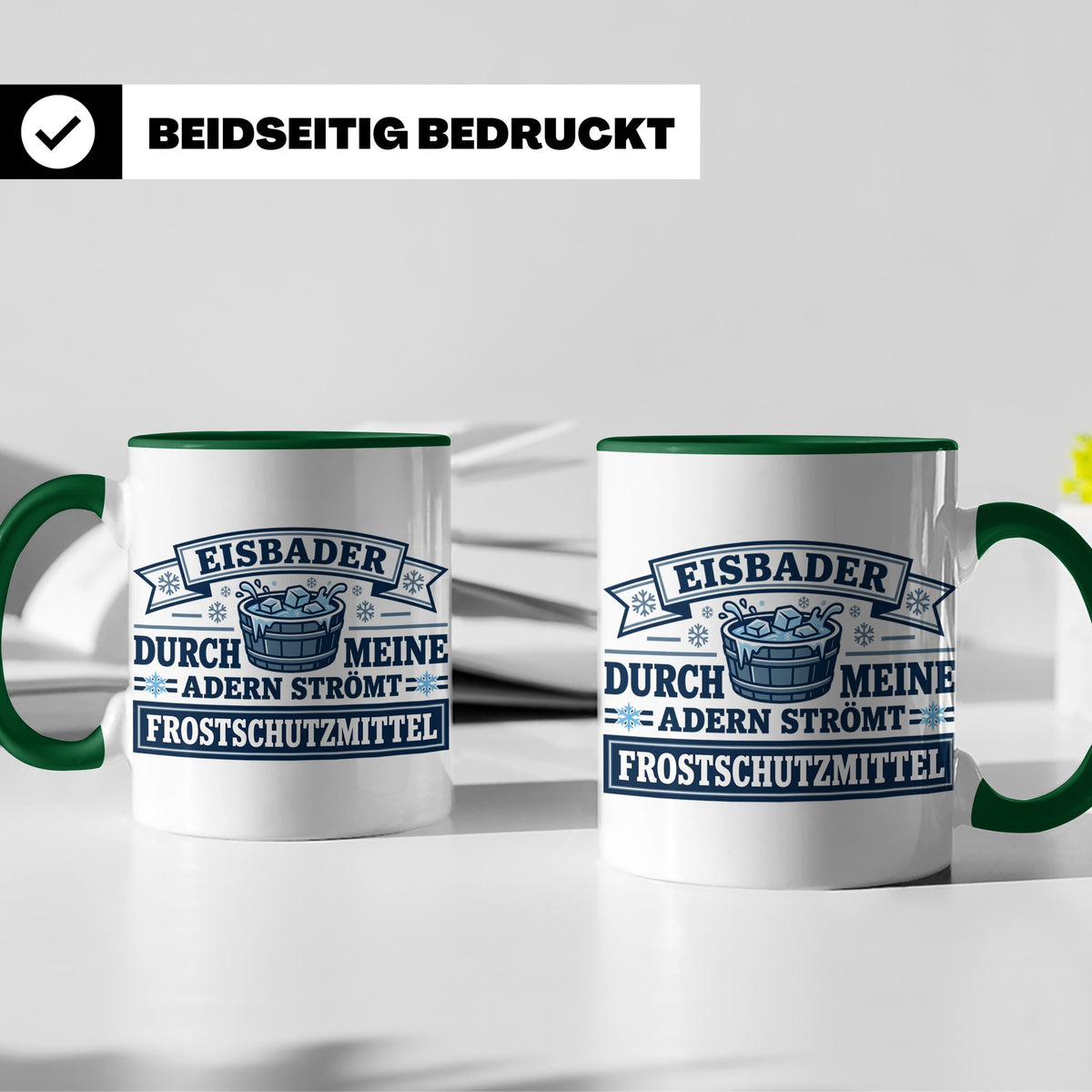 Eisbader Tasse Frostschutzmittel Spruch | Geschenk für Winte – Grün [farbe:grün]