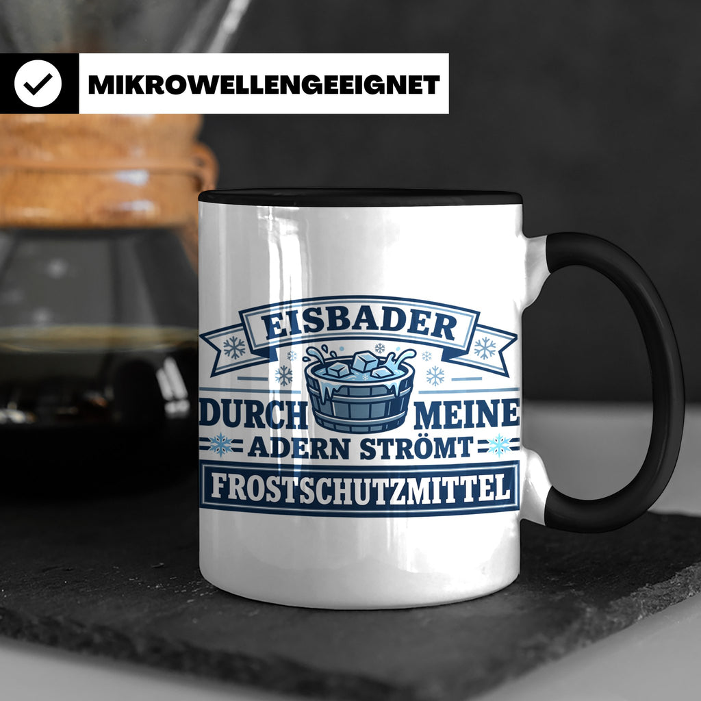 Eisbader Tasse Frostschutzmittel Spruch | Geschenk für Winte – Schwarz [farbe:schwarz]