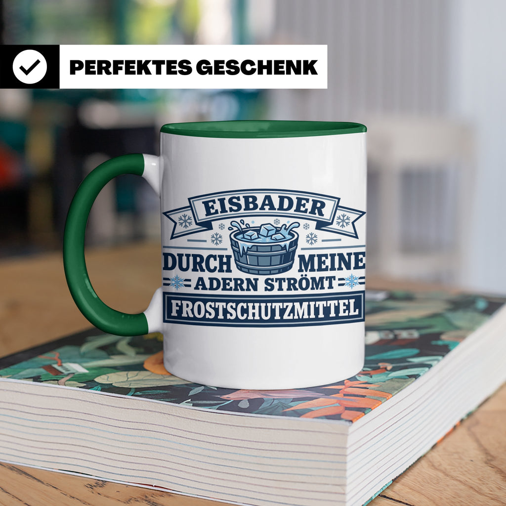 Eisbader Tasse Frostschutzmittel Spruch | Geschenk für Winte – Grün [farbe:grün]