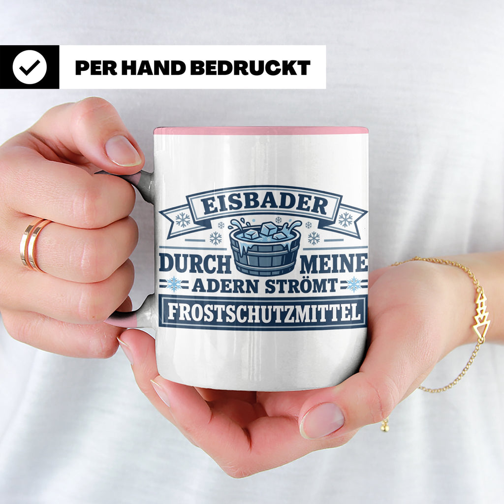 Eisbader Tasse Frostschutzmittel Spruch | Geschenk für Winte – Rosa [farbe:rosa]