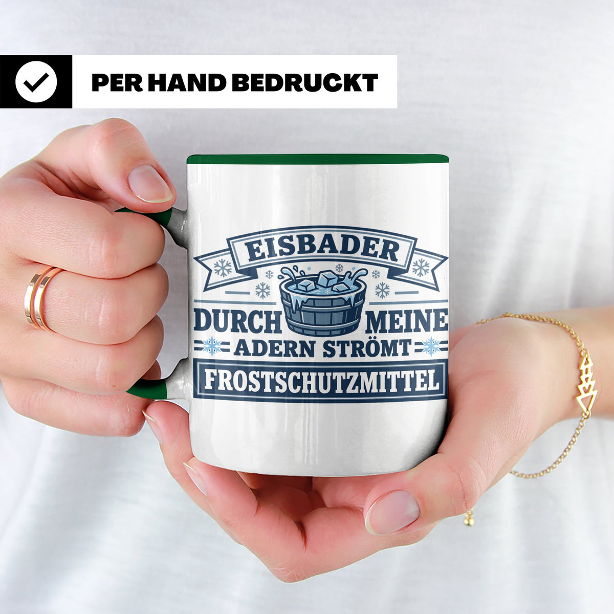 Eisbader Tasse Frostschutzmittel Spruch | Geschenk für Winte – Grün [farbe:grün]