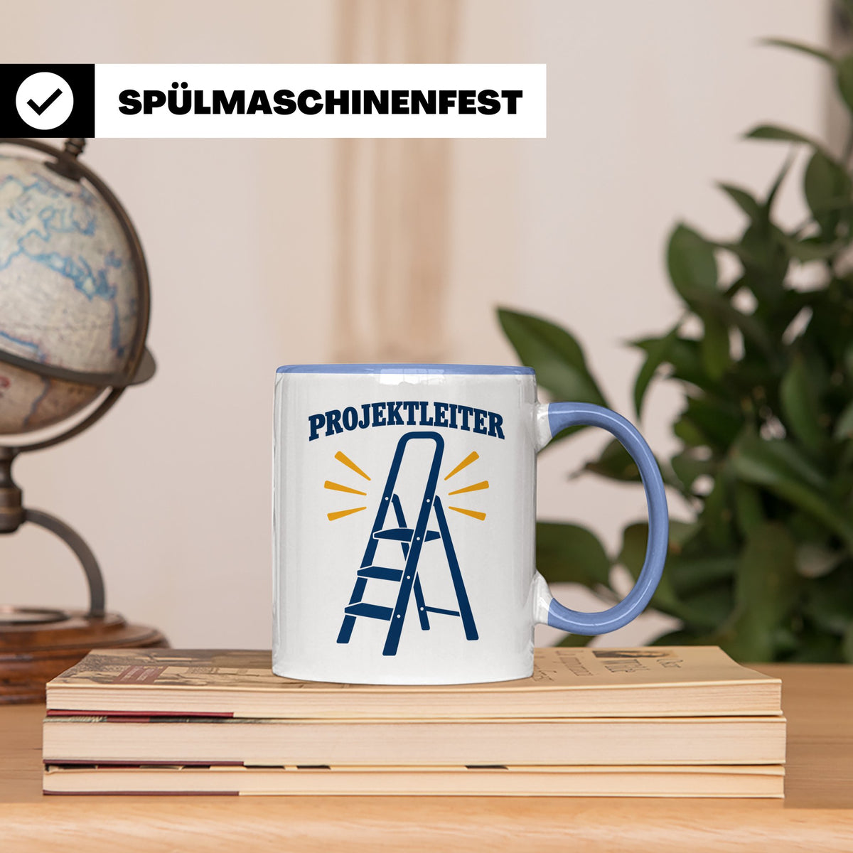 Projektleiter Tasse lustig mit Leiter Spruch, witzige Kaffee – Blau [farbe:blau]