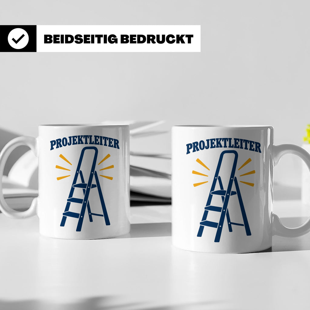 Projektleiter Tasse lustig mit Leiter Spruch, witzige Kaffee – Weiß [farbe:weiß]