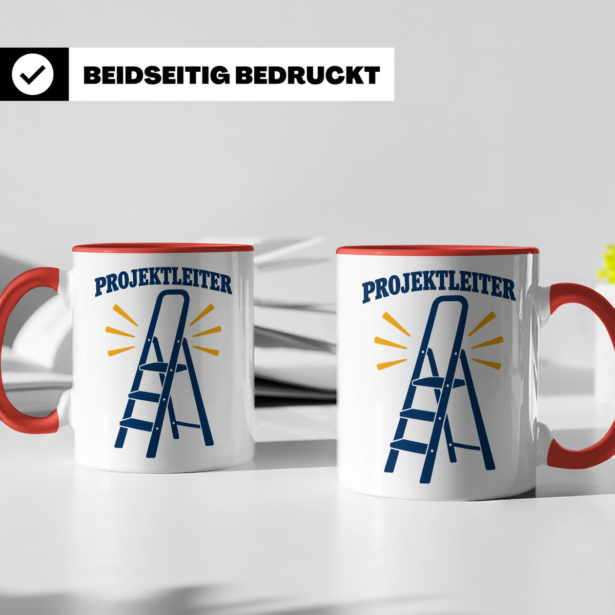 Projektleiter Tasse lustig mit Leiter Spruch, witzige Kaffee – Rot [farbe:rot]