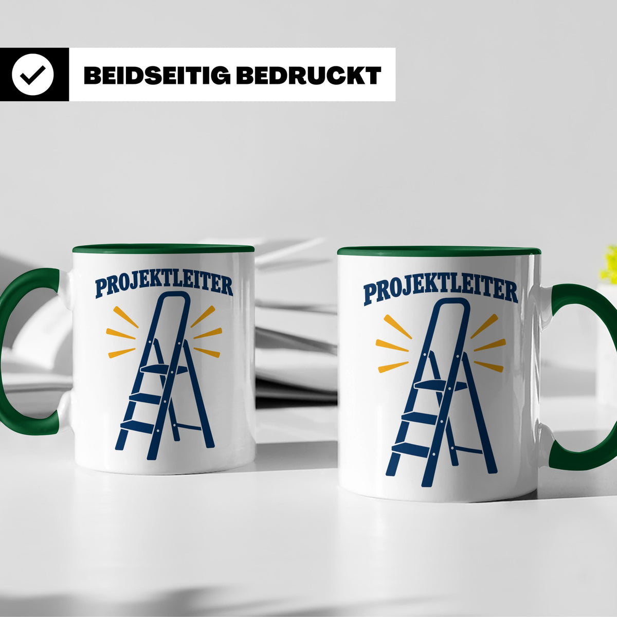 Projektleiter Tasse lustig mit Leiter Spruch, witzige Kaffee – Grün [farbe:grün]