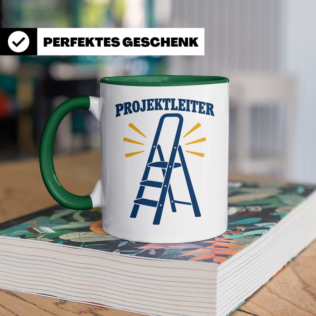 Projektleiter Tasse lustig mit Leiter Spruch, witzige Kaffee – Grün [farbe:grün]