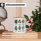 Kräutertasse mit Küchenkräuter Motiv für Gärtner & Koch, Bot – Rot [farbe:rot]