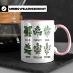 Kräutertasse mit Küchenkräuter Motiv für Gärtner & Koch, Bot – Rosa [farbe:rosa]