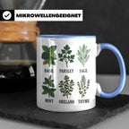 Kräutertasse mit Küchenkräuter Motiv für Gärtner & Koch, Bot – Blau [farbe:blau]