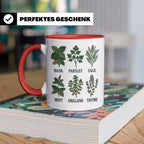 Kräutertasse mit Küchenkräuter Motiv für Gärtner & Koch, Bot – Rot [farbe:rot]
