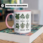 Kräutertasse mit Küchenkräuter Motiv für Gärtner & Koch, Bot – Rosa [farbe:rosa]