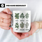 Kräutertasse mit Küchenkräuter Motiv für Gärtner & Koch, Bot – Weiß [farbe:weiß]