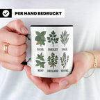 Kräutertasse mit Küchenkräuter Motiv für Gärtner & Koch, Bot – Schwarz [farbe:schwarz]