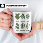 Kräutertasse mit Küchenkräuter Motiv für Gärtner & Koch, Bot – Rot [farbe:rot]
