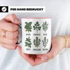 Kräutertasse mit Küchenkräuter Motiv für Gärtner & Koch, Bot – Rosa [farbe:rosa]