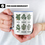 Kräutertasse mit Küchenkräuter Motiv für Gärtner & Koch, Bot – Blau [farbe:blau]