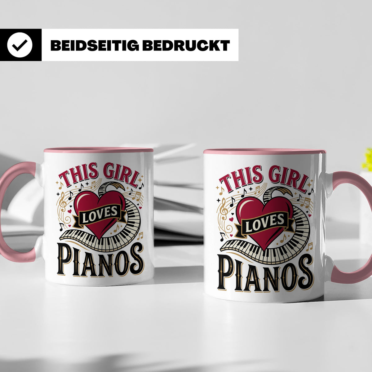 Pianistin Tasse This Girl Loves Pianos Spruch Kaffeebecher f – Rosa [farbe:rosa]