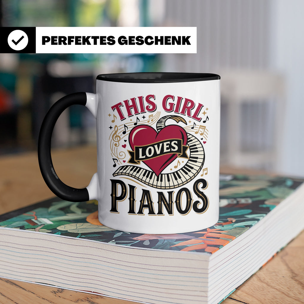 Pianistin Tasse This Girl Loves Pianos Spruch Kaffeebecher f – Schwarz [farbe:schwarz]