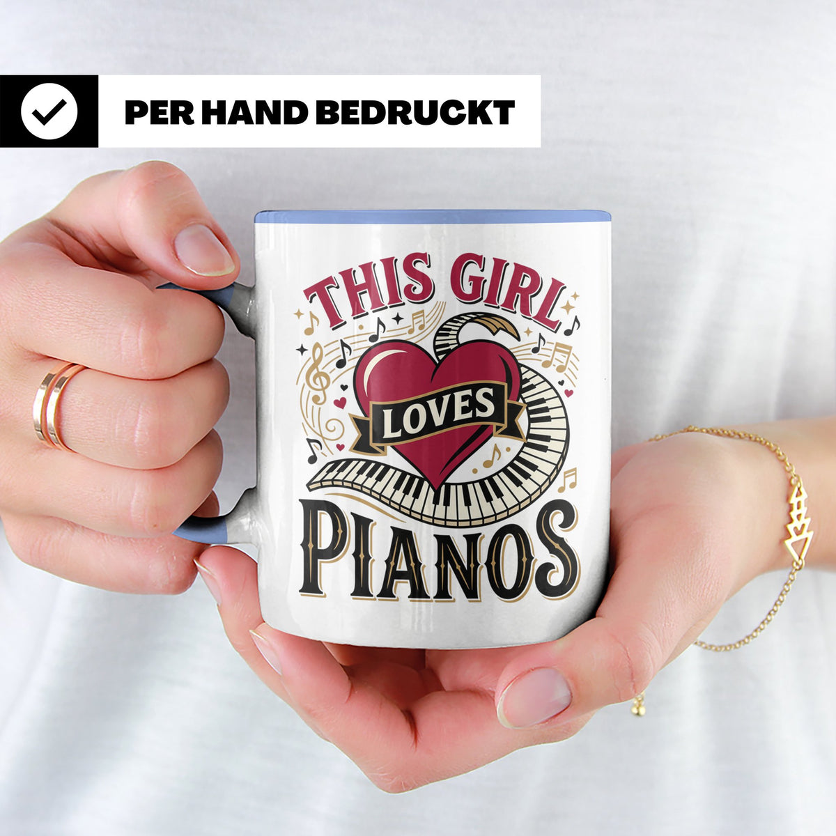 Pianistin Tasse This Girl Loves Pianos Spruch Kaffeebecher f – Blau [farbe:blau]