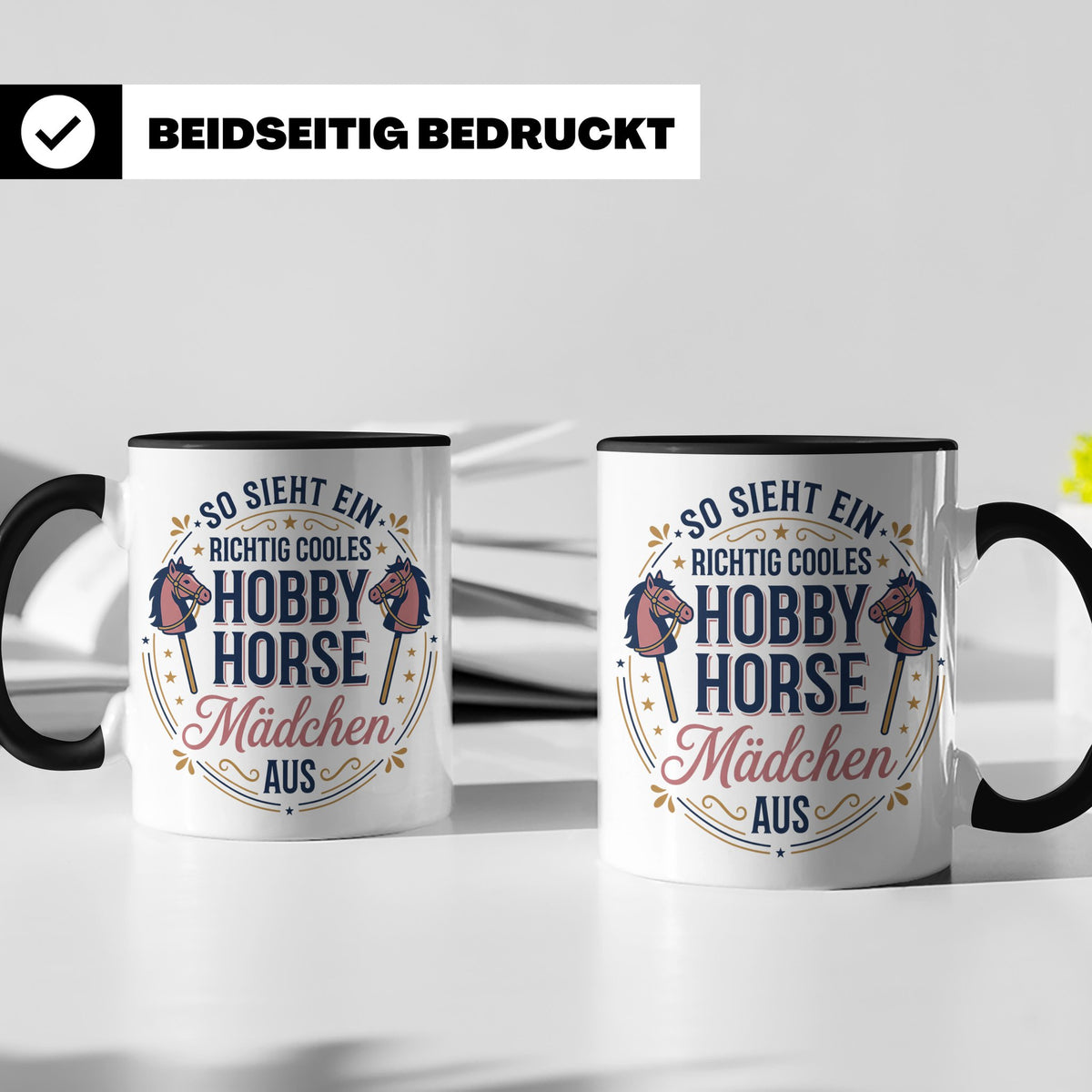 Hobby Horse Mädchen Tasse Spruch So sieht ein cooles Mädchen – Schwarz [farbe:schwarz]