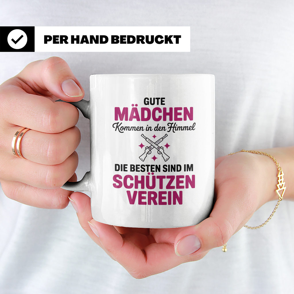 Schützenverein Tasse - Gute Mädchen Himmel, Beste Schützen G – Weiß [farbe:weiß]