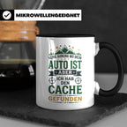 Geocaching Tasse mit Spruch Keine Ahnung Auto Cache gefunden – Schwarz [farbe:schwarz]