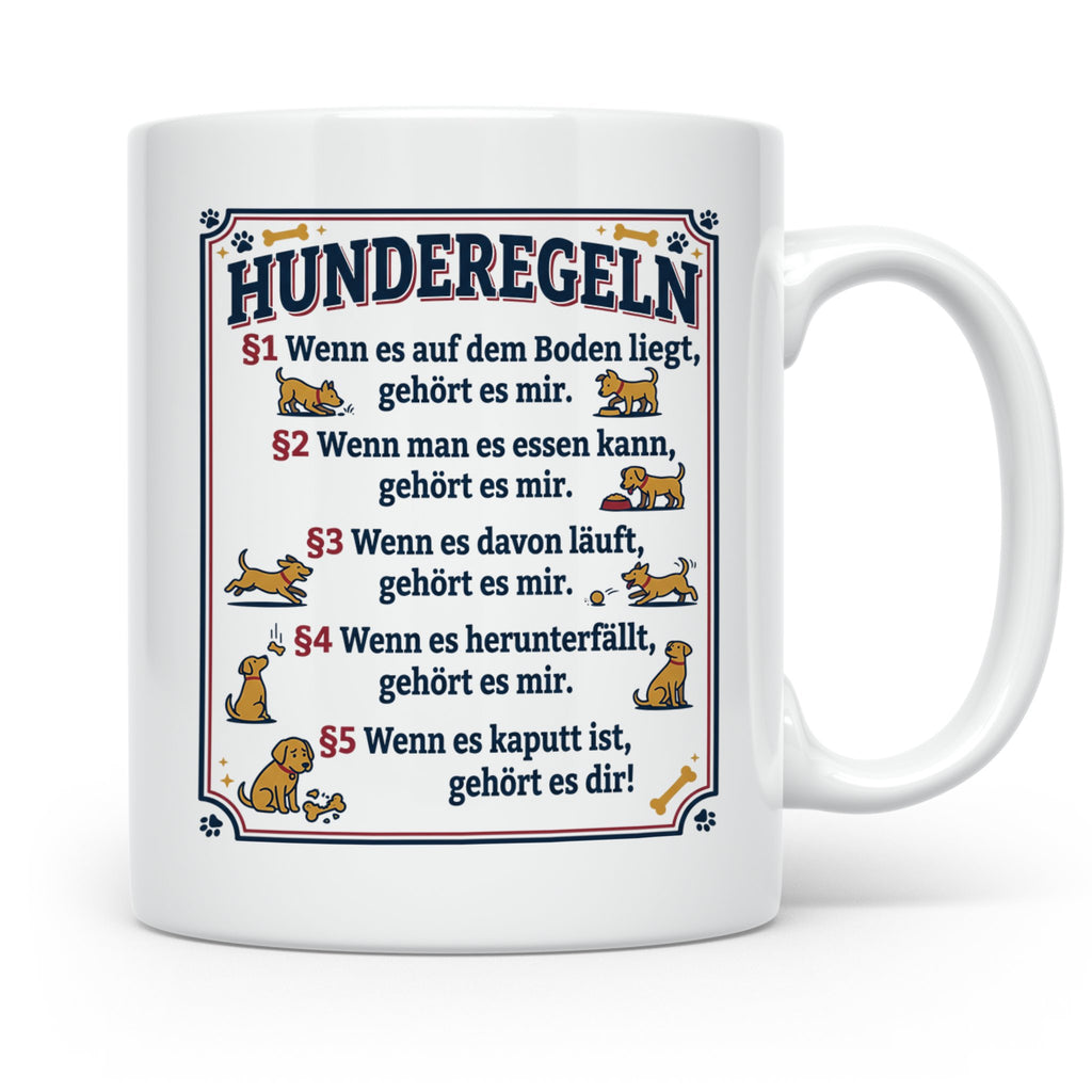 Hunderegeln Tasse mit lustigem Spruch für Hundebesitzer, Her – Weiß [farbe:weiß]