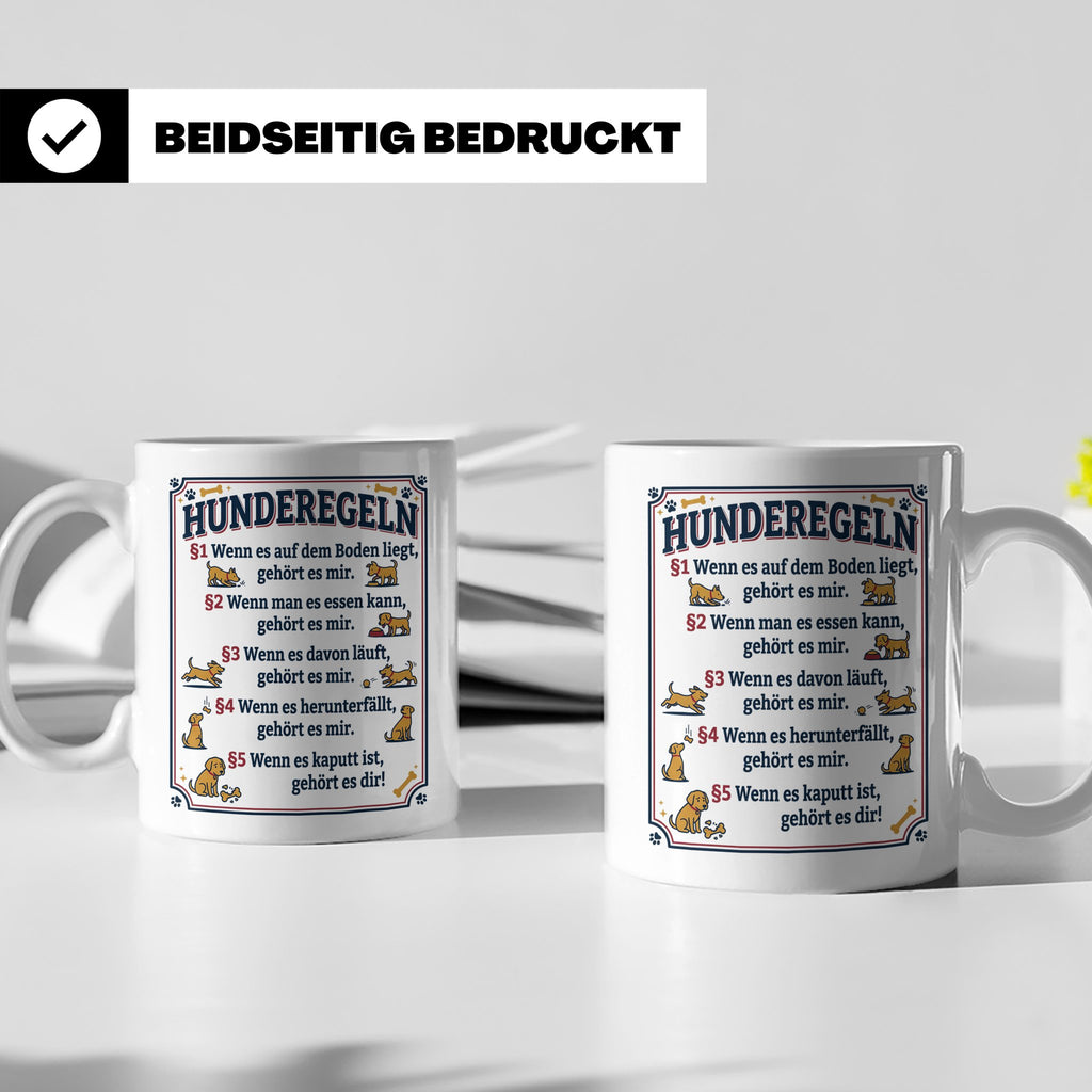 Hunderegeln Tasse mit lustigem Spruch für Hundebesitzer, Her – Weiß [farbe:weiß]
