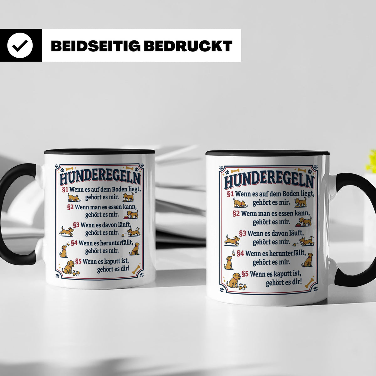 Hunderegeln Tasse mit lustigem Spruch für Hundebesitzer, Her – Schwarz [farbe:schwarz]