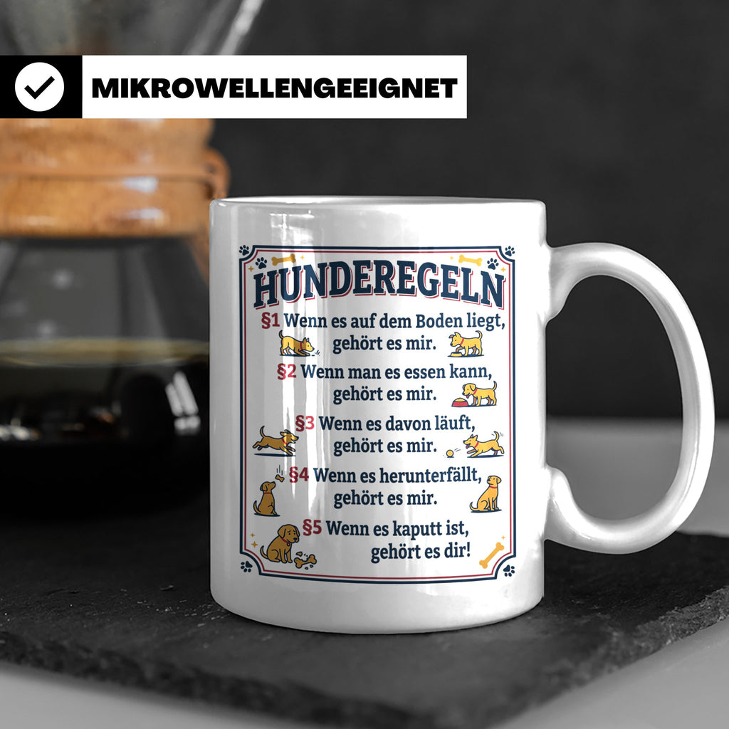 Hunderegeln Tasse mit lustigem Spruch für Hundebesitzer, Her – Weiß [farbe:weiß]